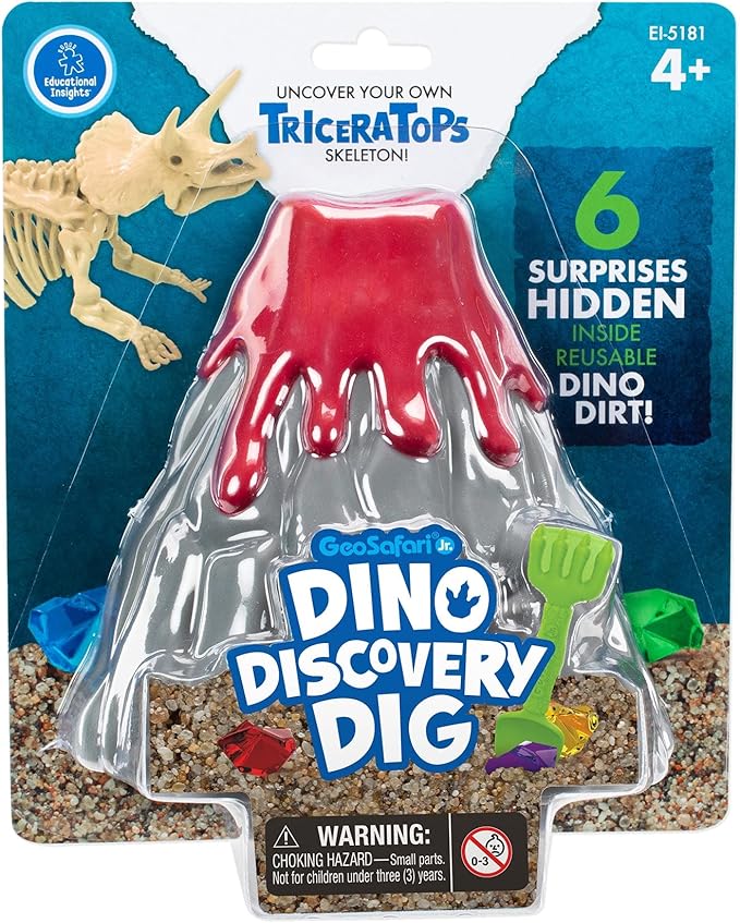 Educational Insights GeoSafari Jr. Dino Discovery Dig Triceratops Fossil Kit, Science Toy, Giftr for Boys & Girls, Ages 4+