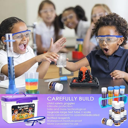 Educational Science Kit Kids Toys - 56 Science Lab Experiments, Science Kits for Kids Age 6-8-10-12, 70+ PCS DIY Stem Projects with Lab Coat Scientist Costume, Educational Toys for Kids Girls Boys