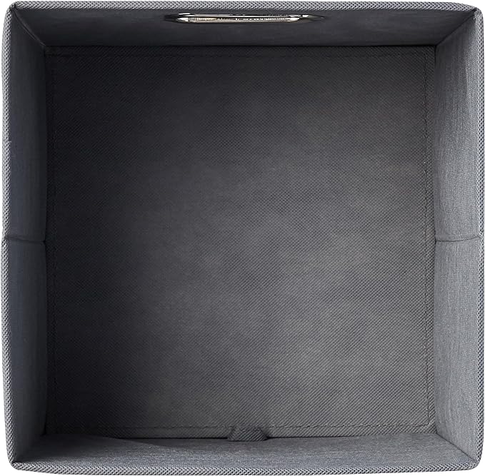 Amazon Basics Collapsible Cube Storage Bins, Space-Saving, Organizing Fabric Bins with Handles, 10.5 x 10.5 x 11 inches, Light Grey, 6-Pack