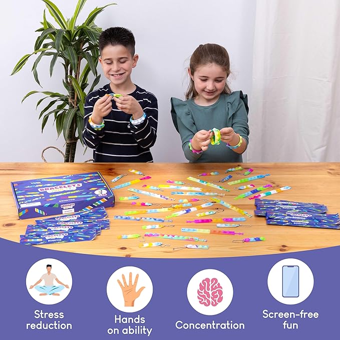 Pop It Bracelets and Keychains Kids Party Favors Pack 30 - BONNYCO | Goodie Bags Stuffers For Kids Fidget Toys Bulk, Birthday Party Favors for Kids Pinata Stuffers, Goody Bag Stuffers for Kids Pop Its