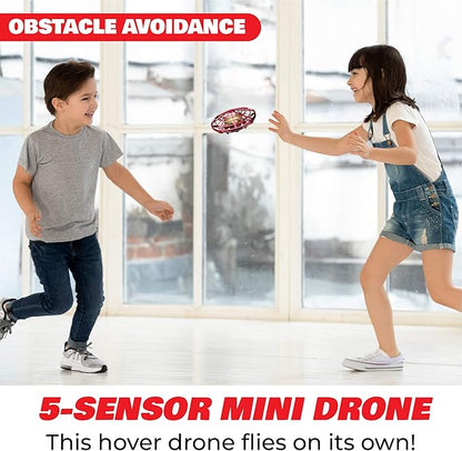 Force1 Scoot Hand Operated Drone for Kids or Adults - Hands Free Motion Sensor Mini Drones, Easy LED Indoor Rechargeable UFO Toy Flying Orb Ball Drone Toys for Boys and Girls (Red)