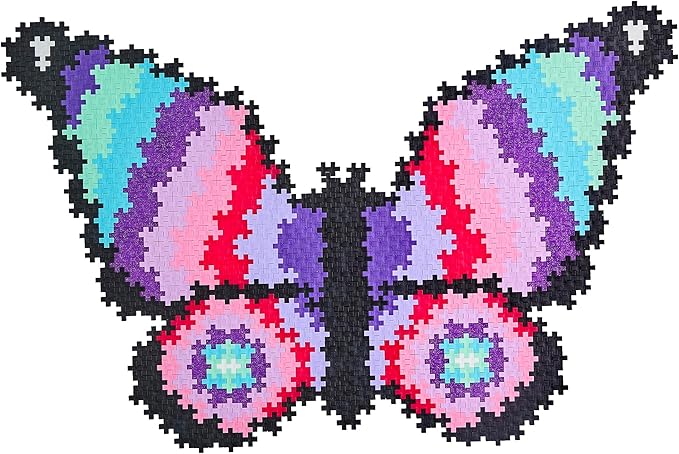 Plus Plus Puzzle By Number, 800 Piece Mini Interlocking Hashtag Color Blocks, 3D Pixel Art Kit for Kids - Butterfly