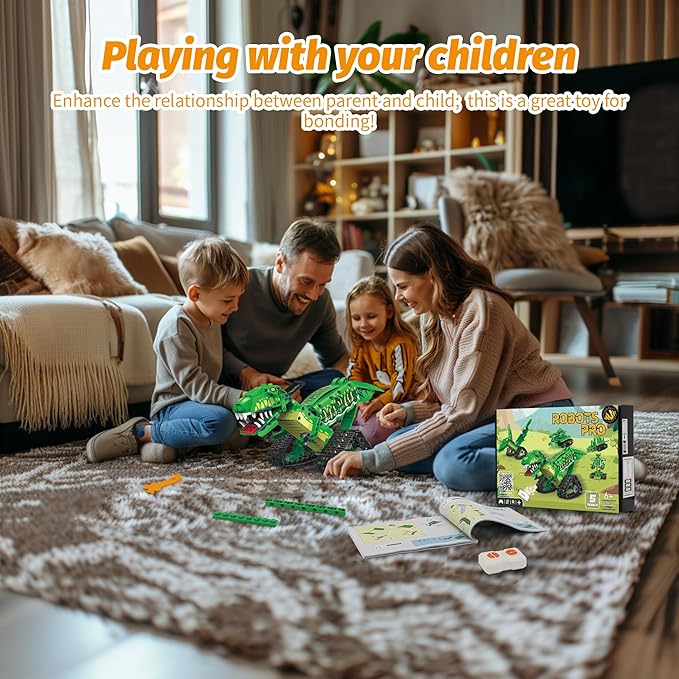RC Robot Building Set - 5 in1 T. rex Toy with APP or Remote Control, DIY Engineering Robotics/Mech Dinosaur/Dragon Warrior/Pterosaur/Stegosaurus STEM Birthday Gifts for Kids 6-12 Years Old