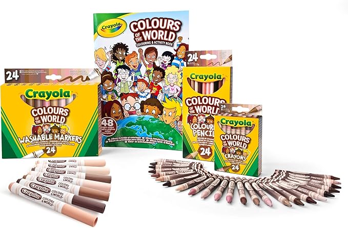 CRAYOLA Colours of The World - Set of 24 Wax Pencils, 24 Felt-Tip Pens, 24 Multicultural Pencils and 1 Album