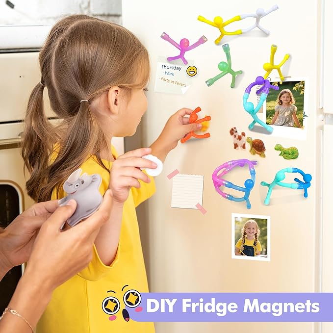 24Pcs Magnet Men for Kids, Magnetic Travel Toys Sensory Fidget Toys for Toddler Kids, Magnetic People Children's Day Gifts Stocking Stuffers Magnet Figures for Desk Fridge Classroom