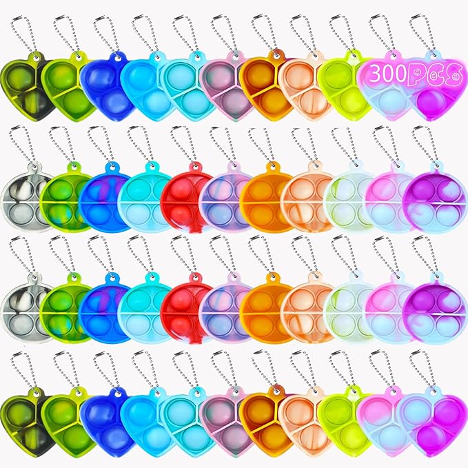 300pcs 1.5in Random Pop Bubble Fidget Sensory Toys, Pop Toy Bulk for Party Favor, Classroom Student Prizes Easter Basket Goodie Bag Stuffers Christmas Valentine Gift for Kid