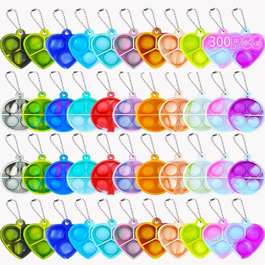 300pcs 1.5in Random Pop Bubble Fidget Sensory Toys, Pop Toy Bulk for Party Favor, Classroom Student Prizes Easter Basket Goodie Bag Stuffers Christmas Valentine Gift for Kid