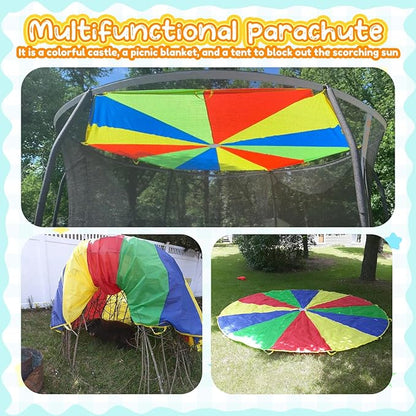 Sonyabecca Parachute Kids Play 8FT,10FT,12FT,16FT,20FT for 8-12 Years Game, Kids Party Game
