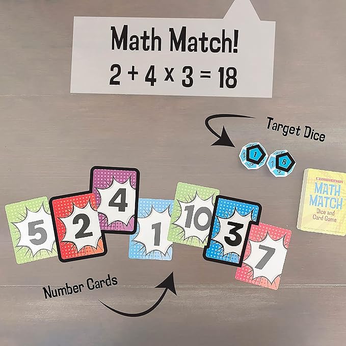 University Games, Scholastic Math Match Travel Dice Game, Mathematics Reinforcement Game for Kids, for 2 or More Players Ages 5 and Up