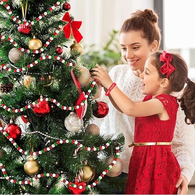 Morcheiong 42 Pieces Christmas Rubber Bracelets 7 Classic Design Silicone Wristbands for Merry Xmas Party Favors (Red)