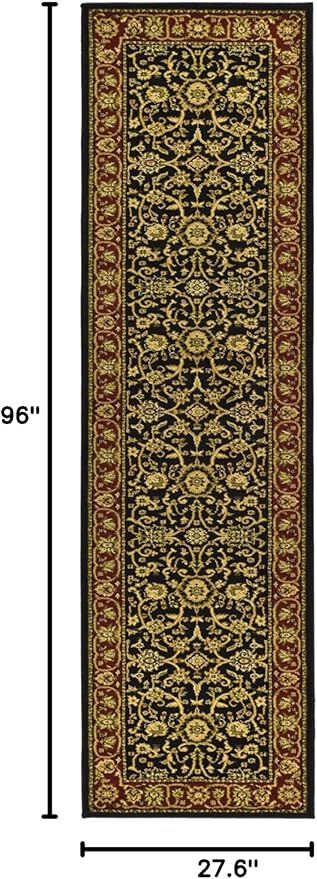 SAFAVIEH Lyndhurst Collection Runner Rug - 2'3" x 8', Black & Red, Traditional Oriental Design, Non-Shedding & Easy Care, Ideal for High Traffic Areas in Living Room, Bedroom (LNH212G)