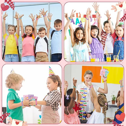 WATINC John 3: 16 Valentine's Day Cards with Bracelets Gift Set, 36 Pack Religious Wristbands Bulk Exchange Gifts, Christian Valentine Classroom Prize Award Sunday School Party Favor Supplies for Kids