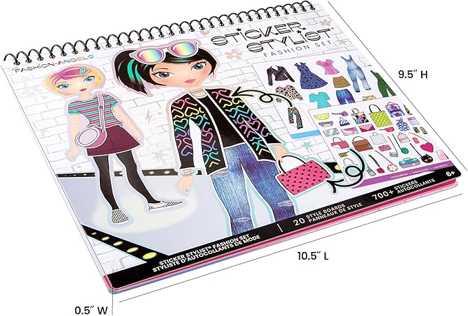 Fashion Angels Sticker Stylist Designer Kit for Girls - Kids Sticker By Number Book For Girls - 700+ Stickers - Fashion Sticker Activity Book - Road Trip Essentials for Kids Ages 6 and Up