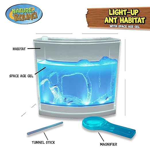 Nature Bound Light-Up Ant Habitat Terrarium Kit with Gel for Kids - LED Lights with Space Age Gel - STEM Science & Nature Toy for Boys & Girls - Watch Ants Dig and Tunnel