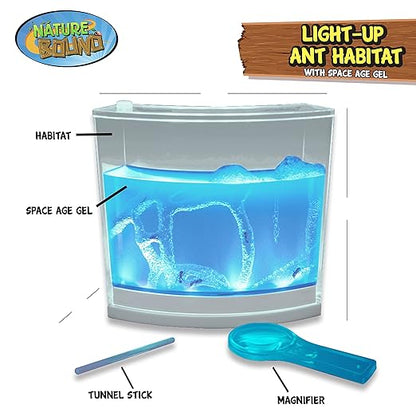 Nature Bound Light-Up Ant Habitat Terrarium Kit with Gel for Kids - LED Lights with Space Age Gel - STEM Science & Nature Toy for Boys & Girls - Watch Ants Dig and Tunnel