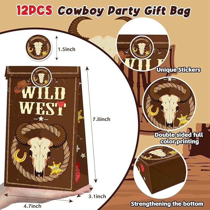 Cowboy My First Rodeo Party Favors, Horses Themed Party Bags for Kids Birthday Party Decorations
