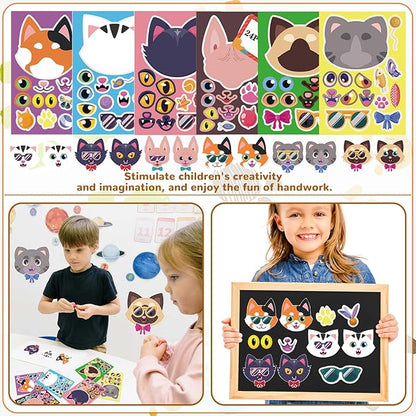 134Pcs Cat Party Favors Set for Kids Cat Themed Birthday Party Supplies With Cat Headband Spiral Notepads Pens Keychains Tattoo Cat DIY Face Stickers Silicone Bracelets Cat Favors for Girls Kids Party