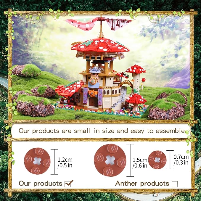 2763PCS Mushroom House Building Blocks,Creative Ideals Ganoderma Hotel Building Blocks, Perfect Choice for 6+ Boys, Girls or Adults
