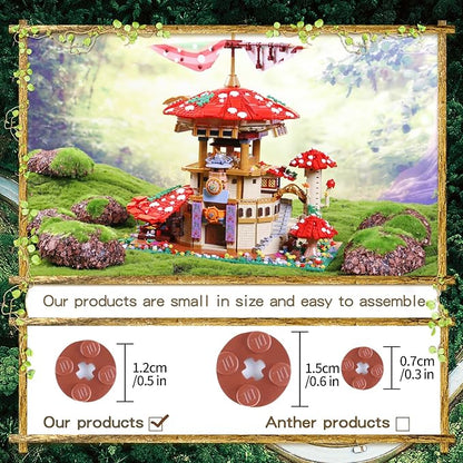 2763PCS Mushroom House Building Blocks,Creative Ideals Ganoderma Hotel Building Blocks, Perfect Choice for 6+ Boys, Girls or Adults
