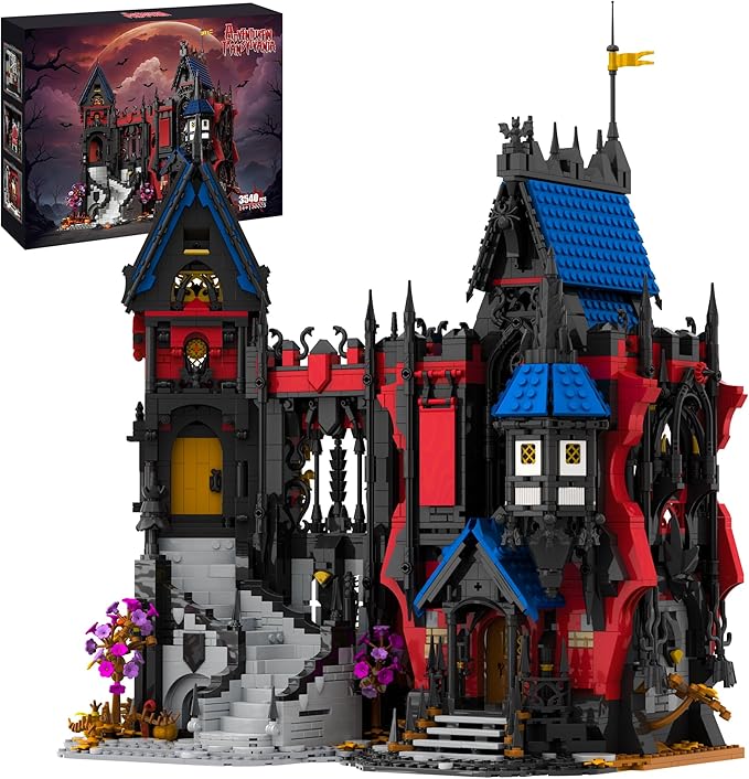 Medieval Castle Building Set for Adults, 3540 PCS Large MOC Modular Gothic Vampires Haunted Houses Model Kit Compatible with Lego, Horror Architecture Block Gift for Christmas Birthday
