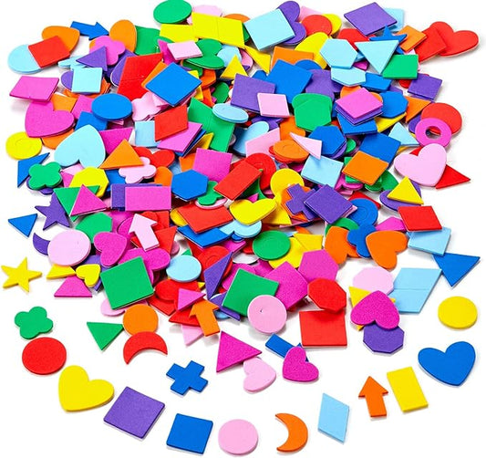 Assorted Foam Shapes Stickers,1050 Pieces Bulk Self Adhesive Collage Materials for Preschoolers&Classroom Craft Supplies