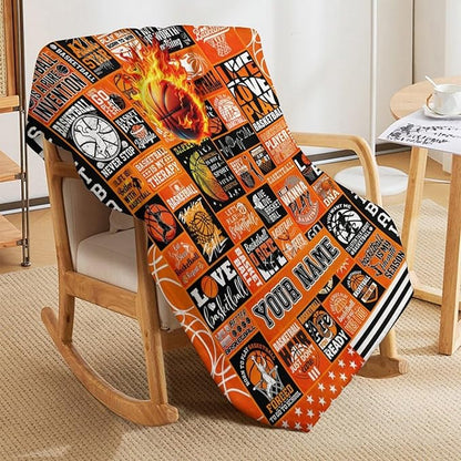 Custom Basketball Blanket - Soft Flannel Sports Basketball Blankets for Girls Boys Kids Pet Basketball Lovers - Warm Basketball Throw Blankets for All Season Sofa Lap, Chair - 40"x30"