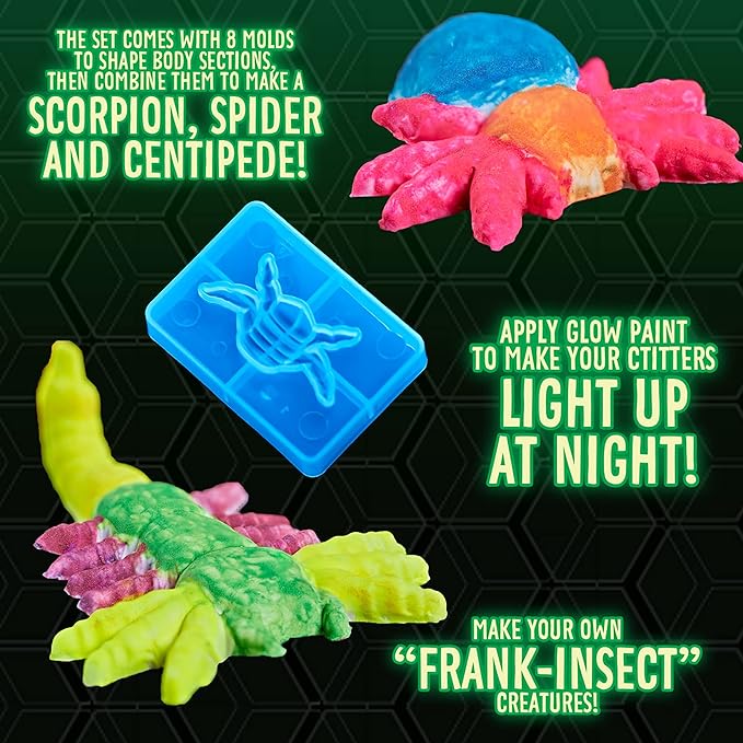 Crayola Glow in The Dark Critter Creator, Clay Bug Toy Kit for Kids, Fake Bug Molds, Includes Crayola Clay & Paint, Gift for Kids, Ages 7+