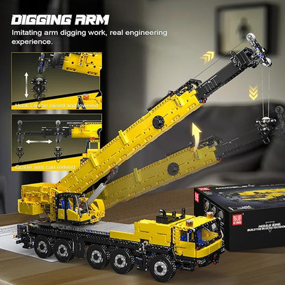 Mould King 17073 Engineering Truck Construction Set, Remote Control LTM 1110 Crane Building Block (3218 Pieces), Assembly STEM Heavy-Duty Car Brick Toys with Motors for Kids/Adult 14+