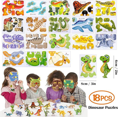 Golray Dinosaur Party Favors Birthday Supplies Gift Box Dino Egg Model Puzzle Mask Stamper Slap Bracelet Keychain Tattoo Sticker Goody Bag Stuffer Pinata Filler 102Pcs Boy Kids Dinosaur Party Supplies