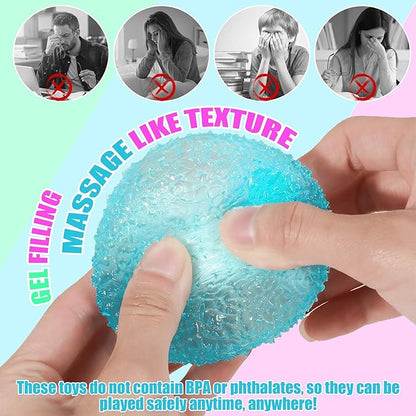 3Pc Big Soft Sensory Stress Balls, Textured Memory Gel Soft Fidget Toys, Large Sensory Soft Fidget Toy for Kids/Adults, Anxiety Relief Squeeze Ball for Autism/ADHD, Party Favors Gifts (Random Color)
