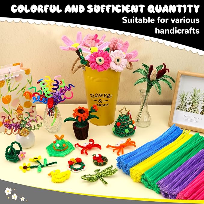 Pipe Cleaners, 100PCS Christmas Pipe Cleaners Craft Supplies, Black Pipe Cleaners for Hair Pipe Cleaners Bulk Fuzzy Sticks for DIY Art and Craft Projects Home Decoration