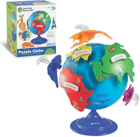 Learning Resources Puzzle Globe - 14 Pieces, Ages 3+ Preschool Learning Toys for Boys and Girls, Earth Globe for Kids