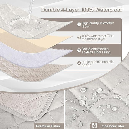 KinCam 100% Waterproof Recliner Chair Cover, Reclining Couch Covers for Pets, Dogs, Recliner Couch Slipcover Furniture Protector with Elastic Straps for Kids(30", Beige White)