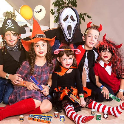 Halloween Slap Bracelets for Kids, 100 Halloween Bracelet Toys Bulk For Kids Girls Boys, Trick or Treat Party Favors, Classroom Prizes, Exchanging Gifts, Halloween Party Gift Treat Bag Filler Supply