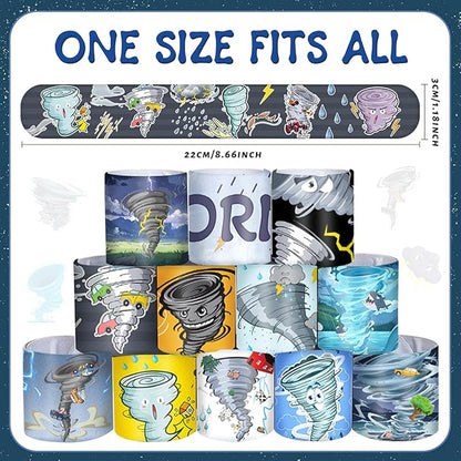 48 PCS Tornado Slap Bracelets Party Favors, Tornado Wristbands Bracelets Goodie Bag Fillers for Tornado Birthday Party Decorations Supplies Gifts for Kids Teens Boys Girls