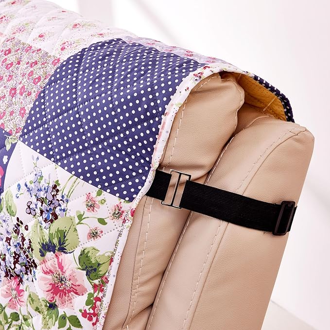 EVENHUG Recliner Sofa Cover Patchwork Floral Sofa Slipcover Washable Couch Cover for Reclining Couch Furniture Protector Cover with Elastic Straps for Pets Kids Dog Cat (Recliner,Purple)