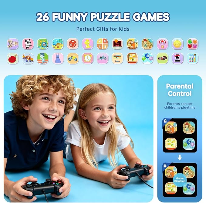 Smart Watch for Kids with 26 Puzzle Games, HD Touch Screen Kids Watch, Camera, Music Player, Alarm Clock, Calculator, Pedometer, Learn Card - 12/24hr Toys for Age 3-12 Year Old, Birthday Gift for Boys