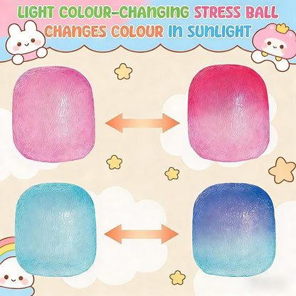 Fidget Toys Stress Balls for Kids & Adults - Changes Color in The Sun - Malt Sugar Squishy Fidget Toys - Slow Rise Gel Ball - Stretchy Squeeze Stress Relief Balls for Anxiety