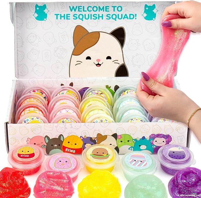 Original Squishmallows Ultimate Compounds Set, 25-Pack, Scented Glitter Slimes, Slime Party Favors for Kids, Slime Bulk, Kids Party Favors Goodie Bags, Mini Slime, Sludge Toys