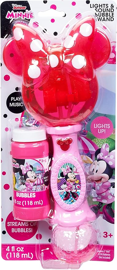 Little Kids Disney Minnie Mouse Light and Sound Musical Bubble Wand, Includes Bubble Solution, Plastic, Multi (2051)