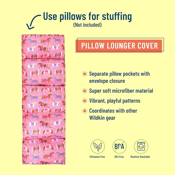 Wildkin Microfiber Pillow Lounger, 87 X 27 Inches, Horses