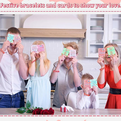 Moon Boat 72PCS Valentines Day Bracelets Cards Set: Silicone Rubber Wristbands Bulk Party Favors, Valentine's Gifts Crafts