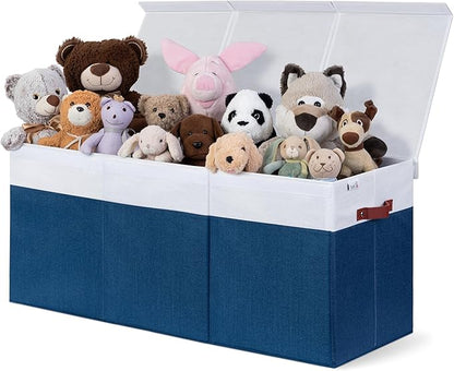 SoftOwl Extra Large Toy Storage Organizer with Lid - Sturdy, Collapsible Toy Chest Storage Box Design - Toys Bin with Dividers for Kids, Nursery, Bedroom, Playroom 37"x16"x14"