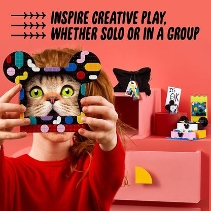 LEGO DOTS Disney Mickey & Minnie Mouse Back-to-School Project Box 41964 6in1 Toy Arts and Crafts Building Set with Bag Tags, Sticker Patch and Desk Tidy, Creative Gift Idea for Kids Boys Girls 6+