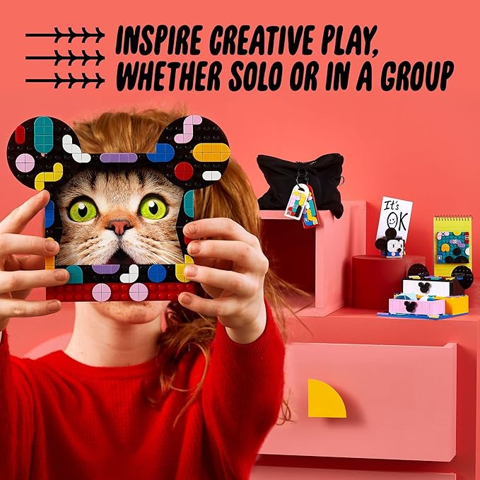 LEGO DOTS Disney Mickey & Minnie Mouse Back-to-School Project Box 41964 6in1 Toy Arts and Crafts Building Set with Bag Tags, Sticker Patch and Desk Tidy, Creative Gift Idea for Kids Boys Girls 6+
