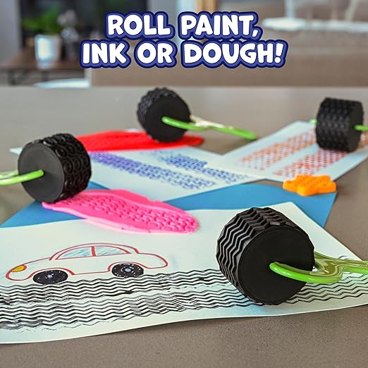 READY 2 LEARN Paint and Dough Explorers - Set 3 - Set of 4 - Sturdy, Chunky Texture Rollers for Kids and DIY - Art Tools for Pottery, Posters and Dough