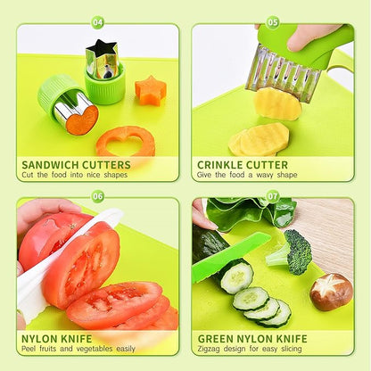 Montessori Kitchen Tools,13Pcs Toddler Knife Set Kids Knife Set for Real Cooking-Kids Kitchen Tools Set Include Toddler Knives Cutting Boards Sandwich Cutters Peeler for Toddler Birthday Gift