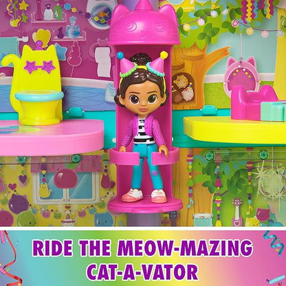 DREAMWORKS GABBY'S DOLLHOUSE, 14 Pc Celebration Dollhouse, 25-Inches Tall, with Toy Figures, Doll House Furniture & 10 Sounds, Kids Toys for Girls & Boys Ages 3+