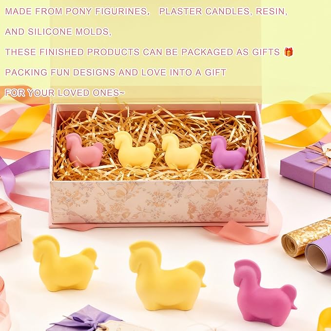 2Pcs European-Style Horse Resin Casting Silicone Molds Exquisite Pony Epoxy Molds for Plaster Cement Concrete Home Decoration Candle Making Art Crafts DIY Handmade Ornaments Party Favors