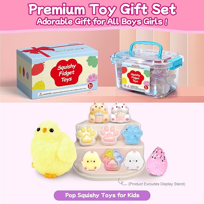 10 Pack Taba Squishy Toys kit with Toy Box & Cute Stickers, Kawaii taba Squishies Stress Relief Toys Party Favors for Kids 4-8 8-12, Squishy Fidget Toys for Kids, Birthday Gifts Toys for Girls 8-10